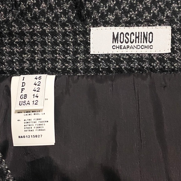 Moschino‎ Cheap and chic houndstooth check wool blend pencil skirt size 12 - Picture 7 of 10